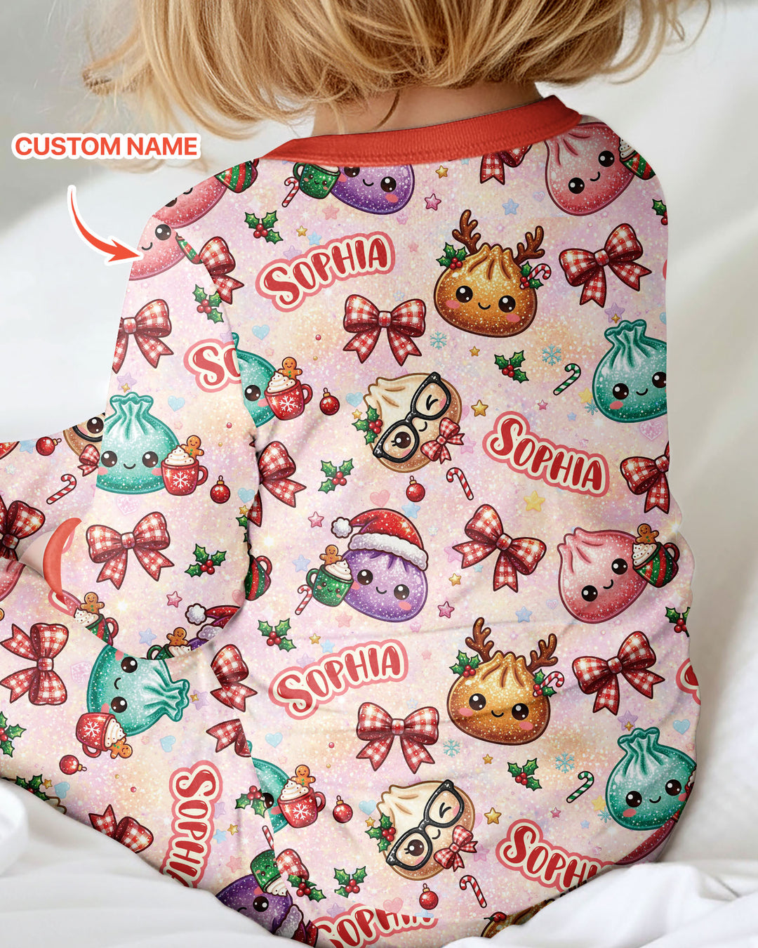 Custom Name Merry Christmas Dumpling Bamboo Convertible Zippy