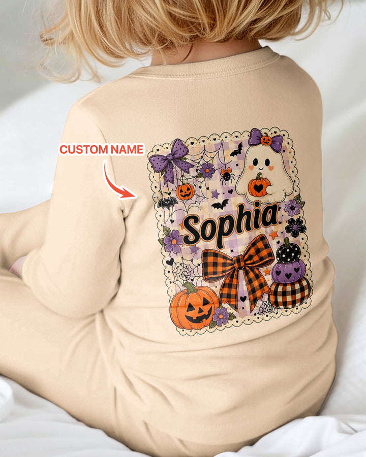 Custom Name Cute Ghost Pumpkin Spooky Season Bamboo Convertible Zippy