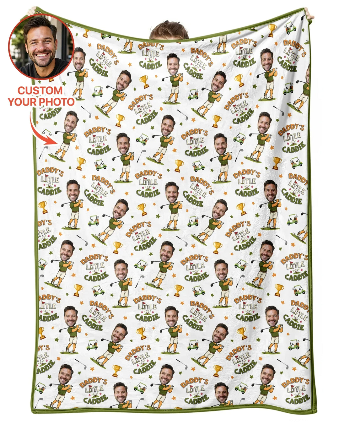 Custom Photo Daddy's Little Caddie Daddy & Me Matching Bamboo Blanket