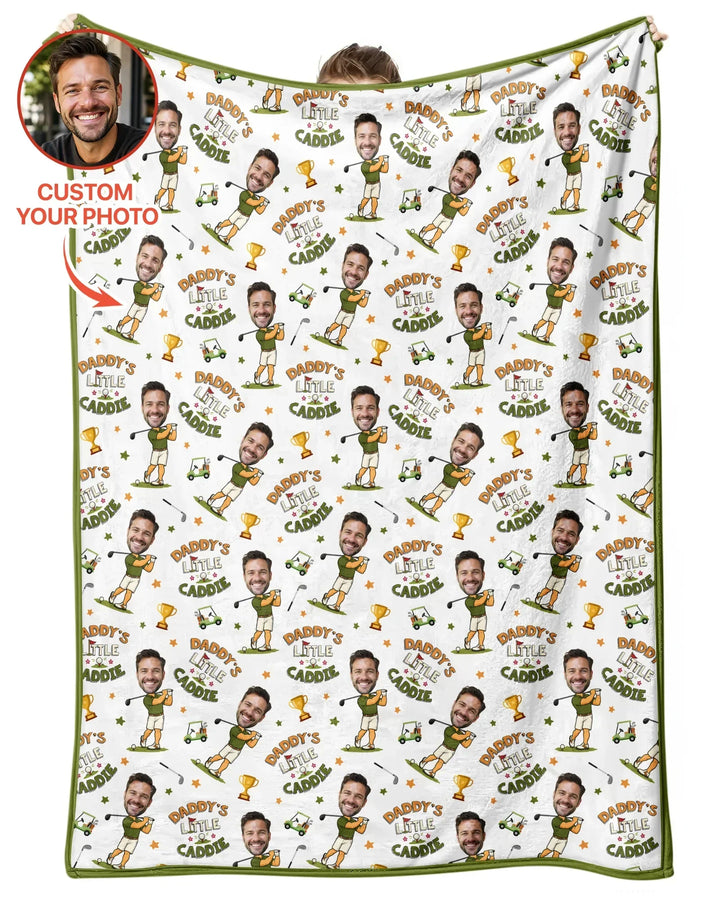 Custom Photo Daddy's Little Caddie Daddy & Me Matching Bamboo Blanket