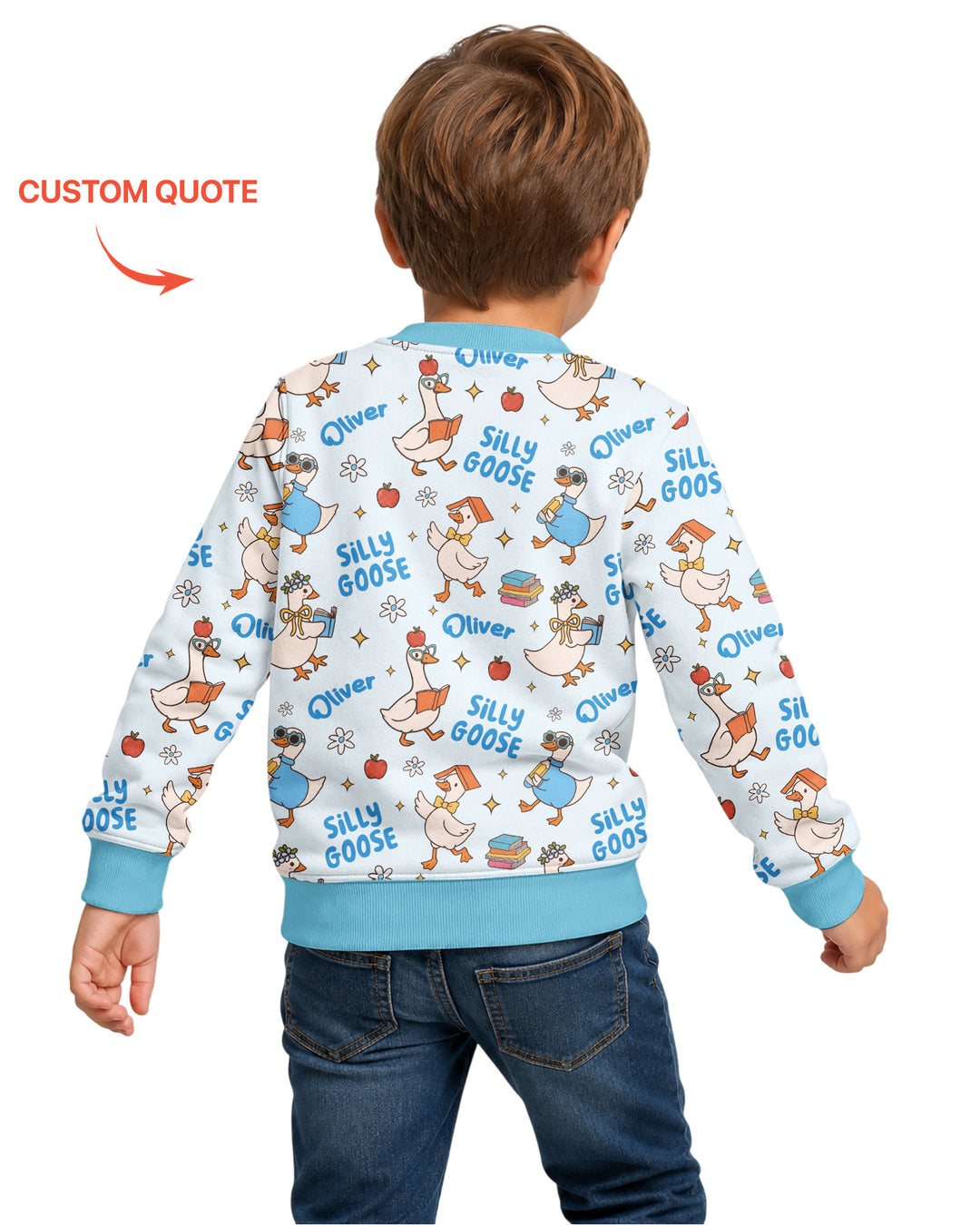 Custom Name Silly Goose Back to School Bamboo Crewneck Sweatshirt