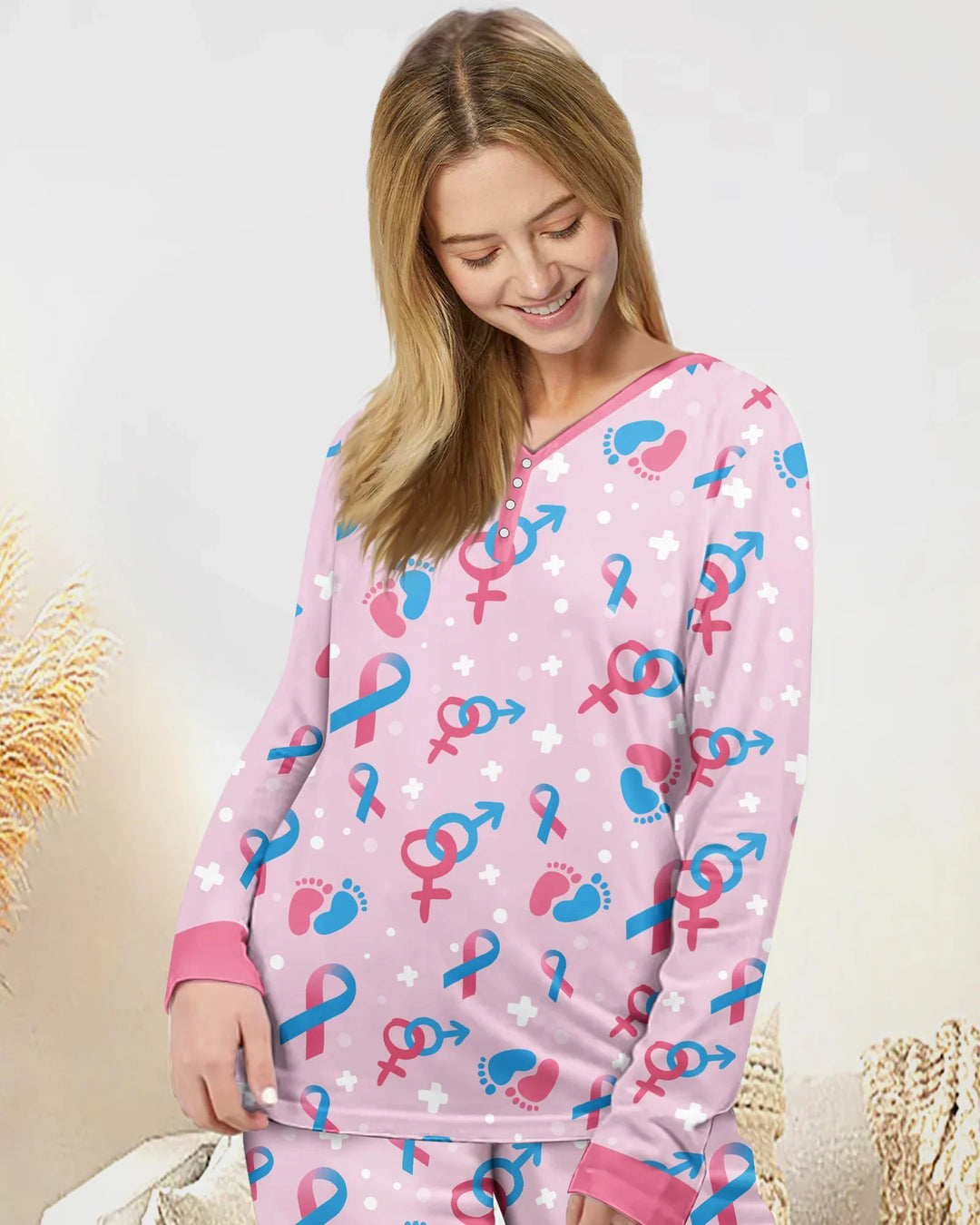 Infertility Awareness Blue and Pink Bamboo Women Pajama Set