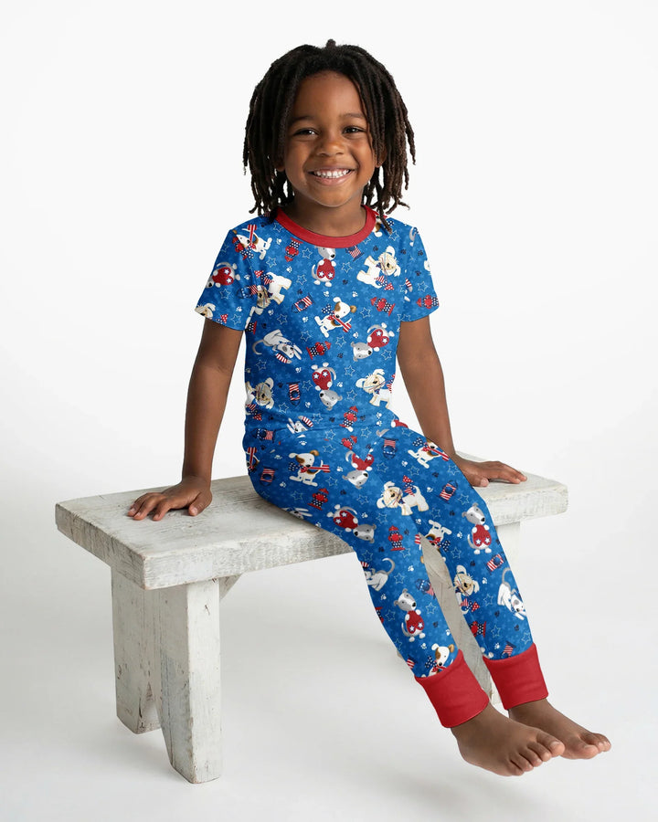 Red, White & Woof Family Matching Bamboo Two Piece Short Sleeve Pajama Set