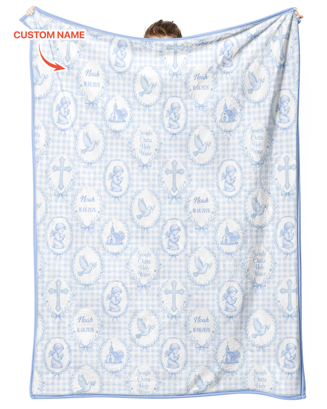 Custom Name Baptism Straight Outta Holy Water Bamboo Blanket