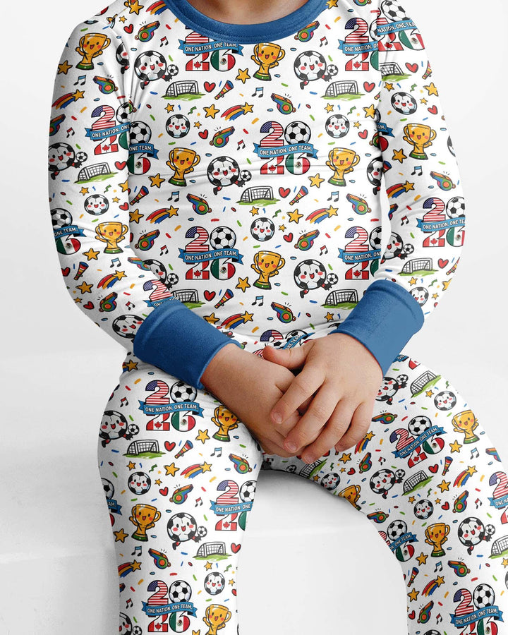 Soccer Fever 2026 Family Matching Bamboo Two Piece Long Sleeve Pajama Set