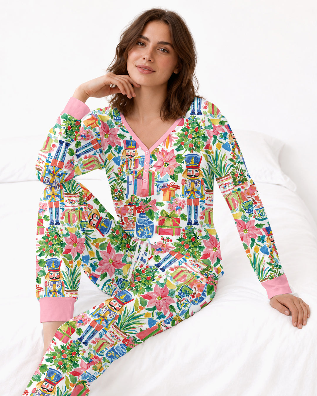 Watercolor Nutcracker Holiday Bamboo Women Pajama Set