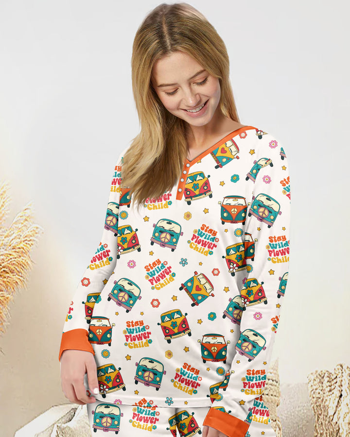 Stay Wild Flower Child Bamboo Women Pajama Set