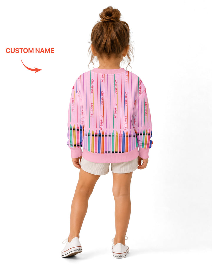 Custom Name Crayon Lines Bamboo Crewneck Sweatshirt