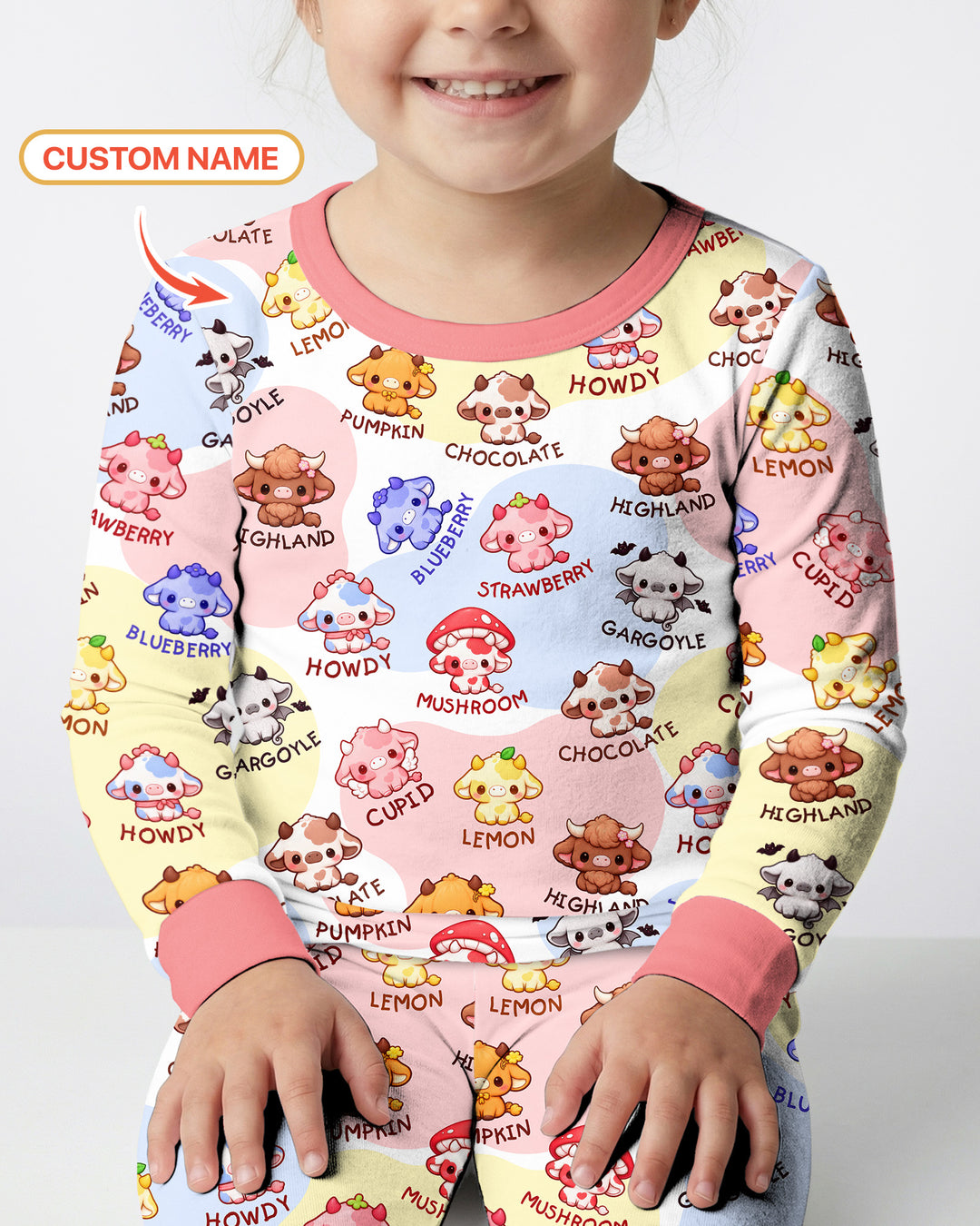 Kawaii Cow Bamboo Two Piece Long Sleeve Pajama Set