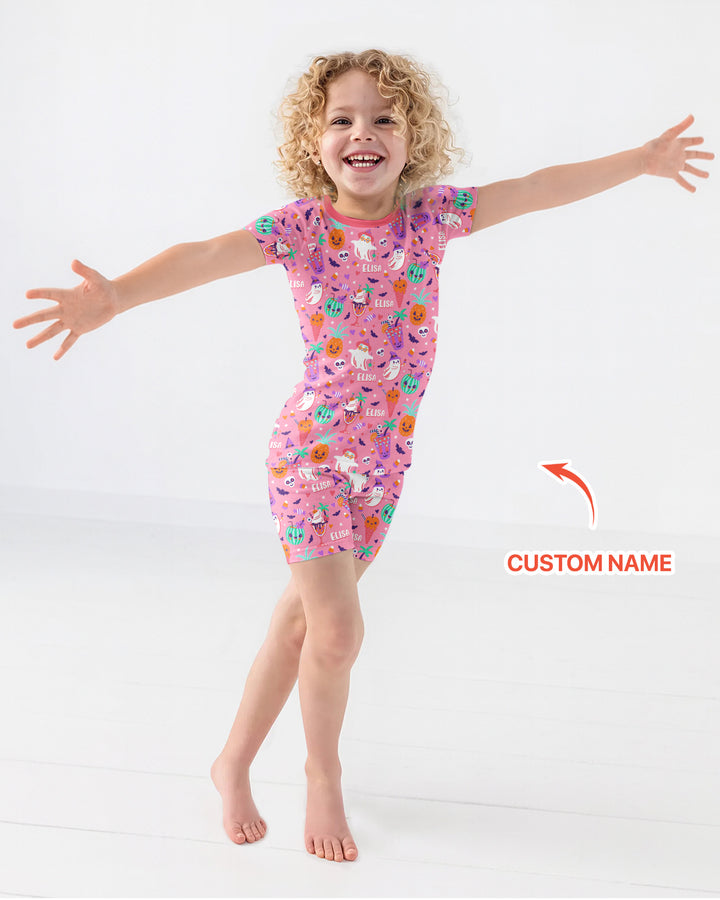 Summerween Doodles Bamboo Two Piece Short Sleeve Shorts Pajama Set