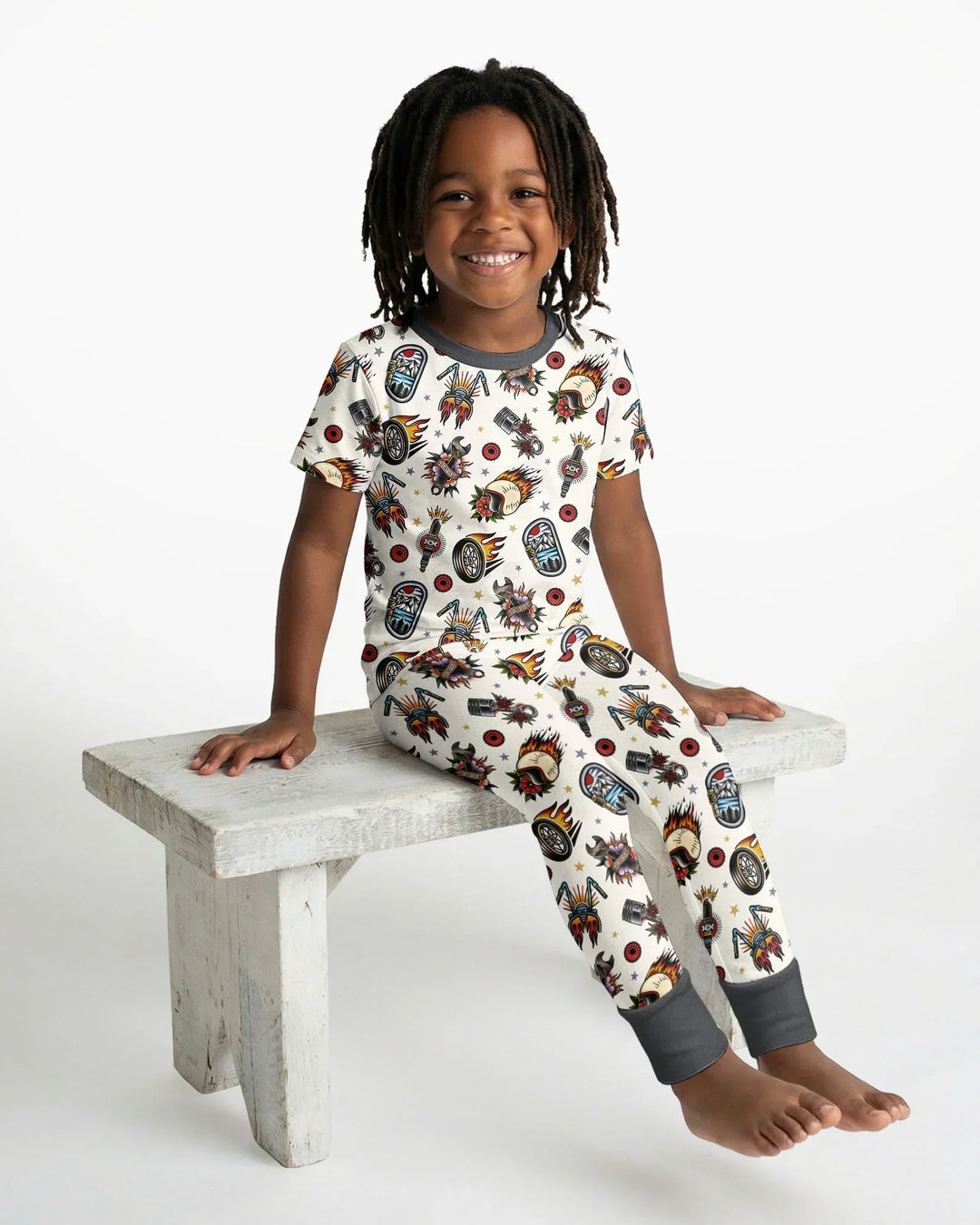 Born to Ride Together Family Matching Bamboo Two Piece Short Sleeve Pajama Set