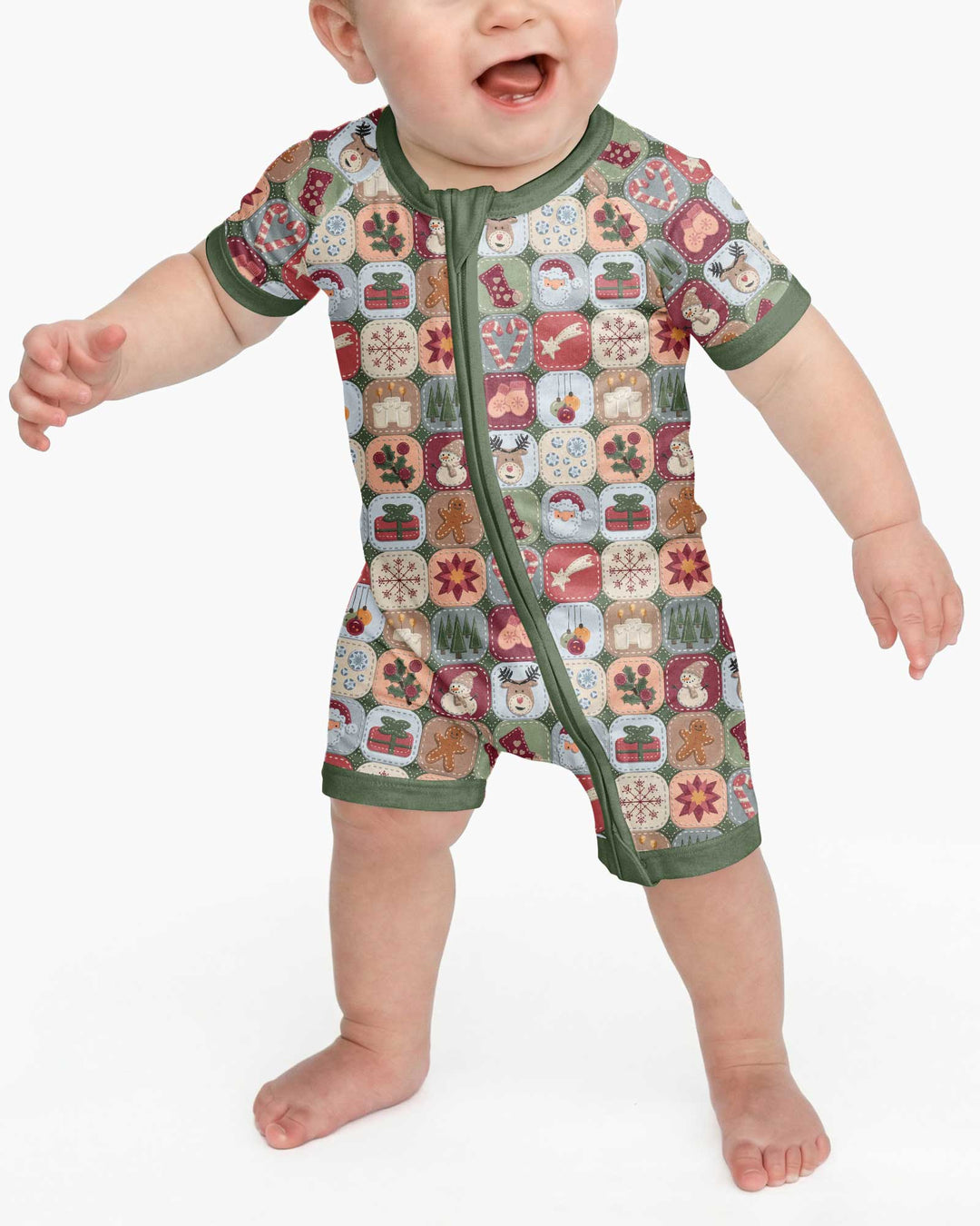 Christmas Felt Patchwork Bamboo Shorty Zippy