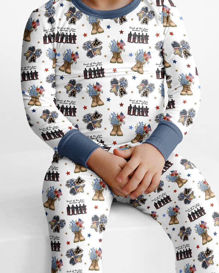 Honor the Brave Family Matching Bamboo Two Piece Long Sleeve Pajama Set