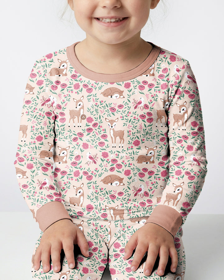 Little Deer Meadow Bamboo Two Piece Long Sleeve Pajama Set