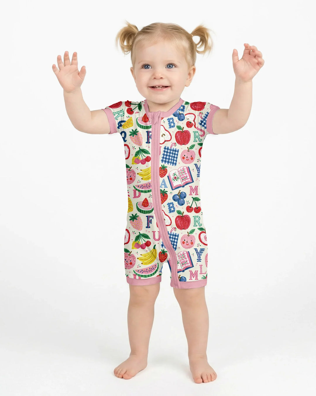 Back To School Fruit Alphabet Bamboo Shorty Zippy