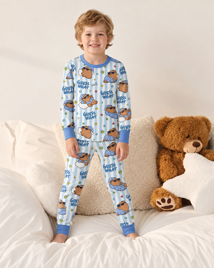 Sleepy Capybara Bamboo Two Piece Long Sleeve Pajama Set