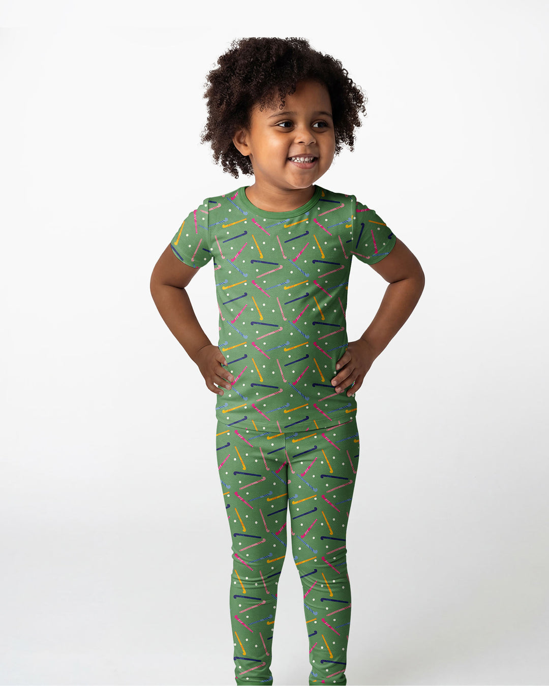 Field Hockey Fun Bamboo Two Piece Short Sleeve Pajama Set
