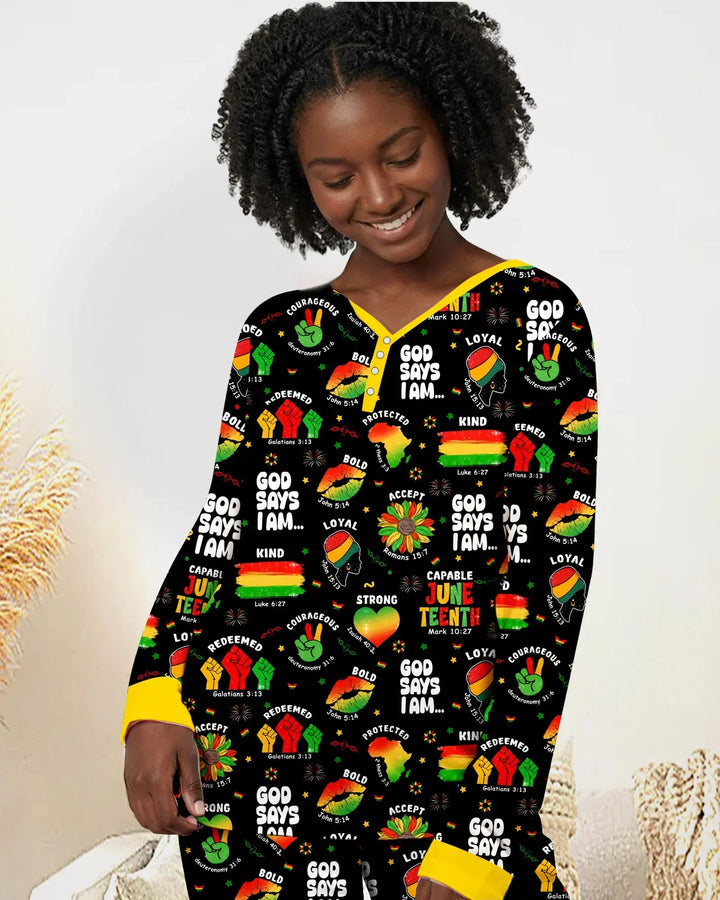 God Says I Am Juneteenth Blessings Bamboo Women Pajama Set