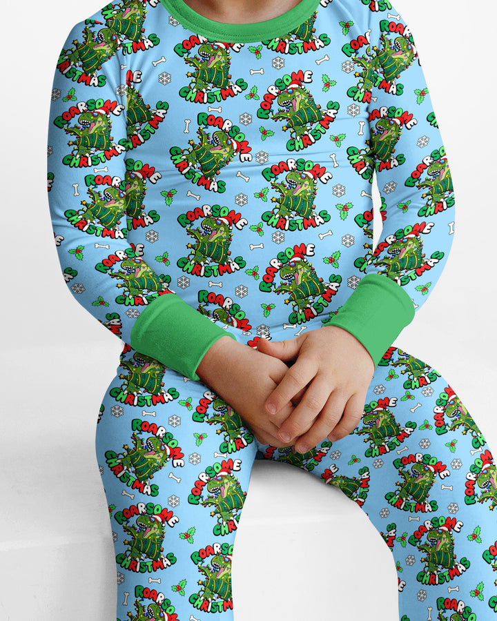 Merry Roarsome Christmas  Bamboo Two Piece Long Sleeve Pajama Set