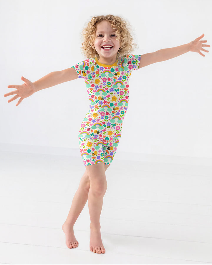 Summer Sunshine Bamboo Two Piece Short Sleeve Shorts Pajama Set