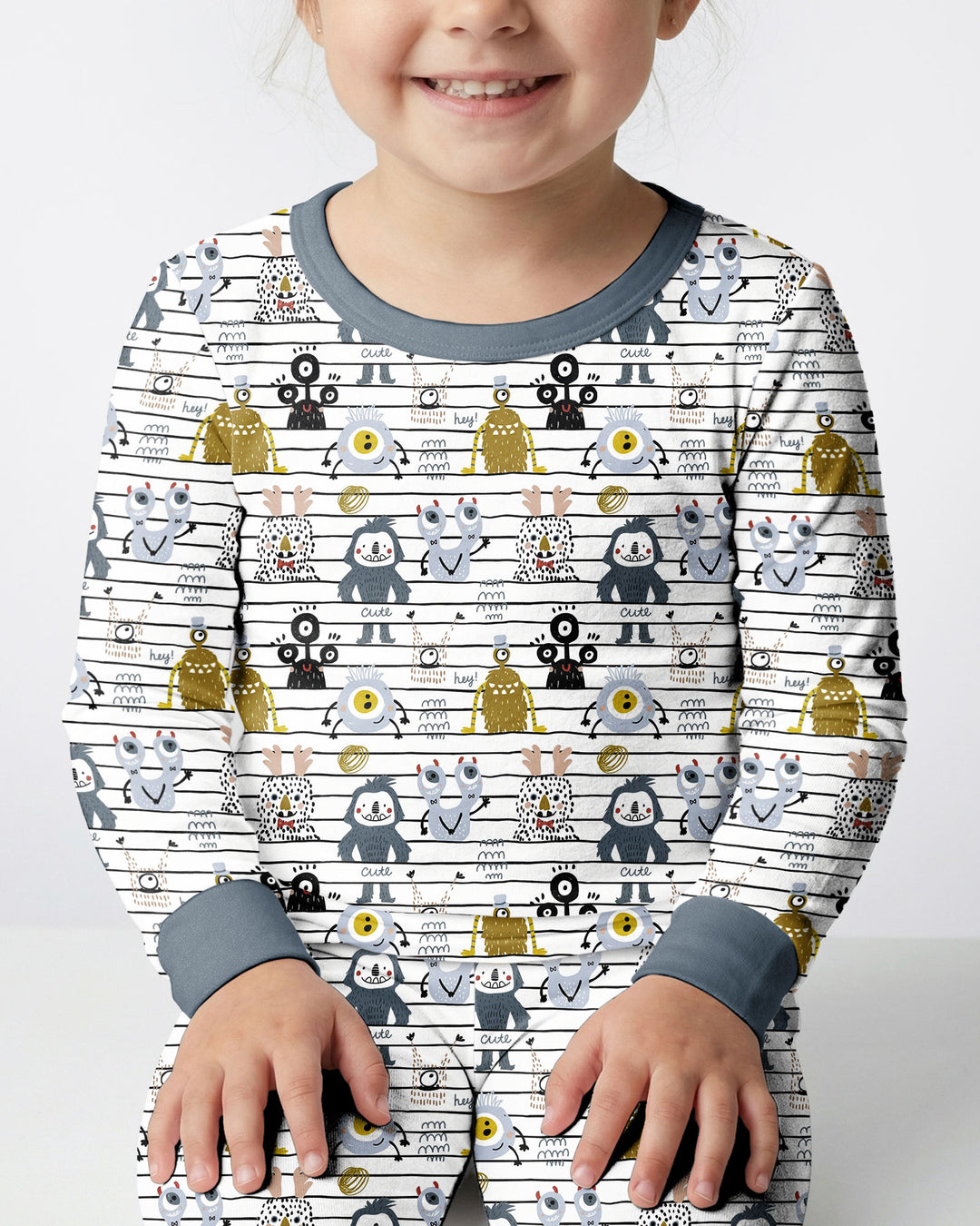 Playful Monster Friends Bamboo Two Piece Long Sleeve Pajama Set