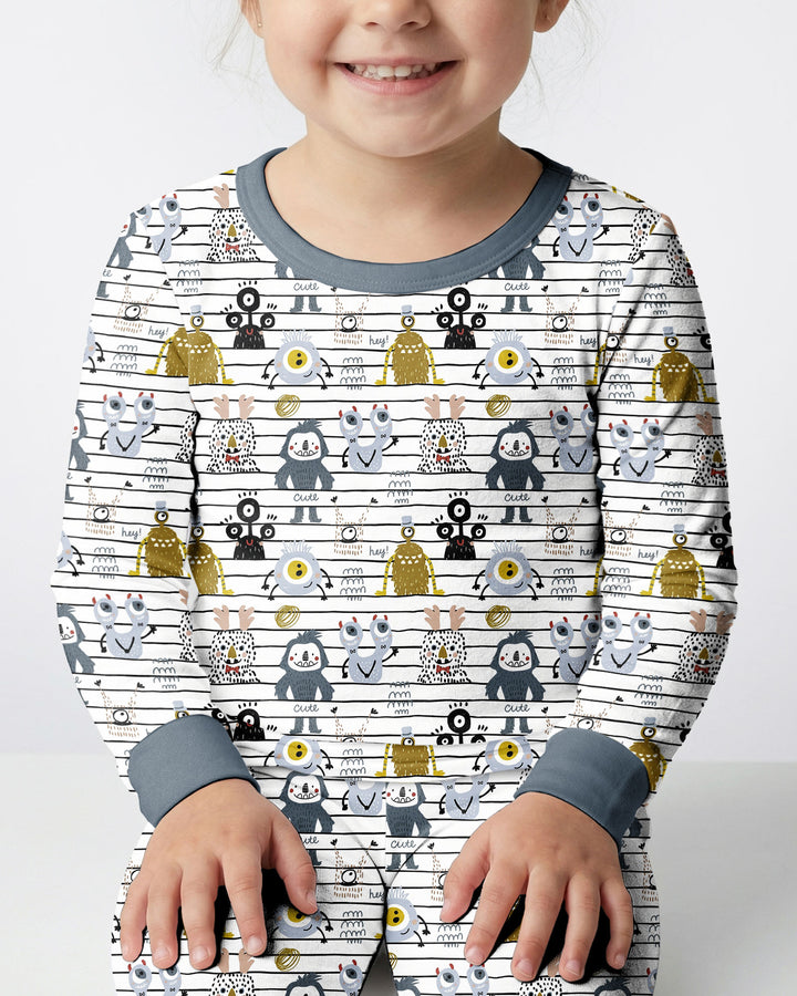 Playful Monster Friends Bamboo Two Piece Long Sleeve Pajama Set
