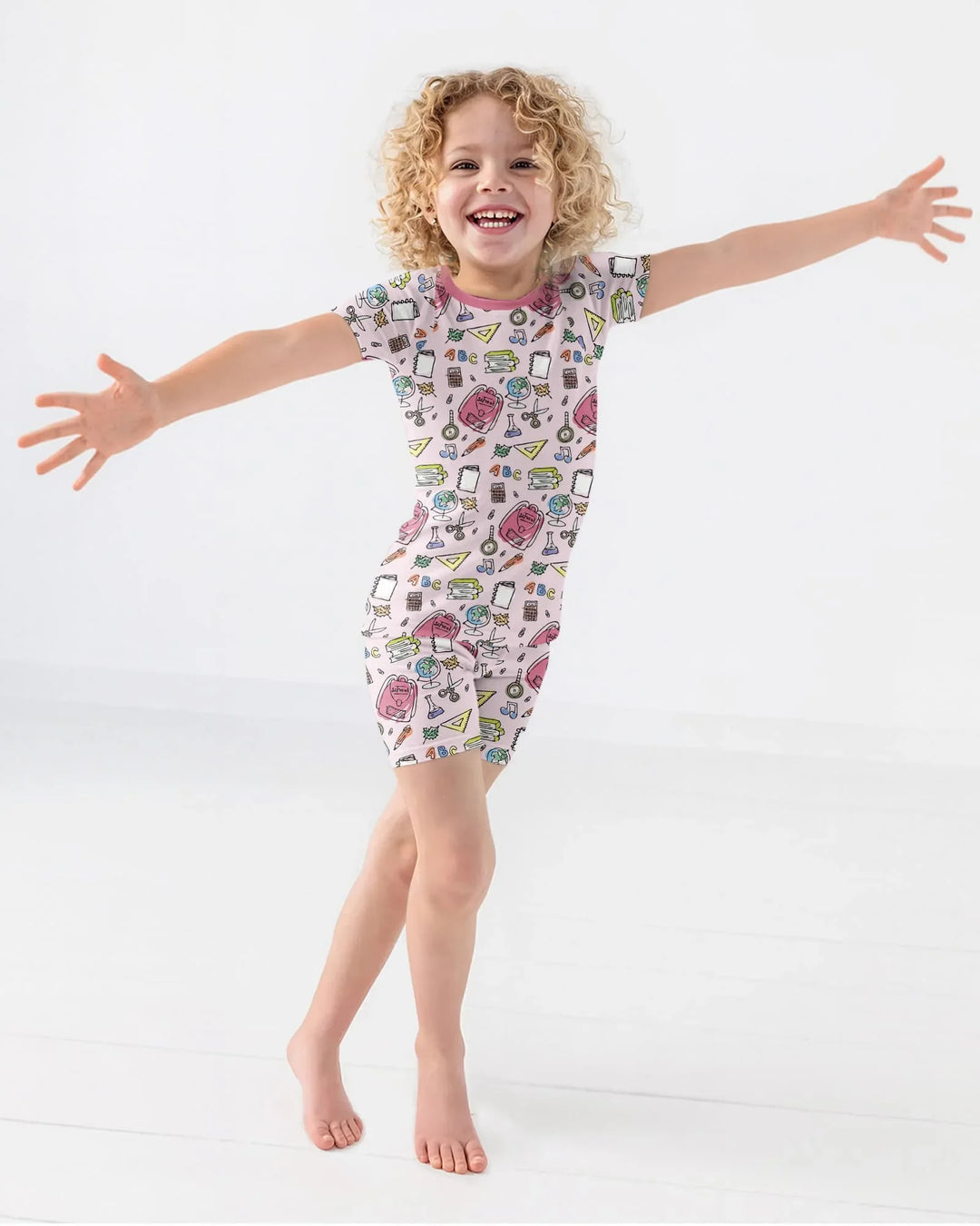 Doodle School Days Bamboo Two Piece Short Sleeve Shorts Pajama Set