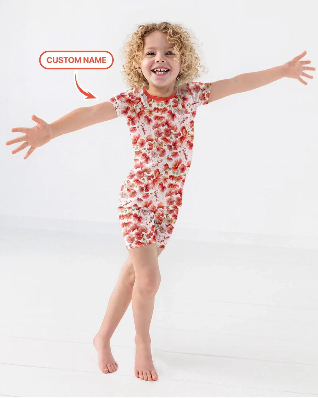 Custom Name Birth Month Flowers Bamboo Two Piece Short Sleeve Shorts Pajama Set