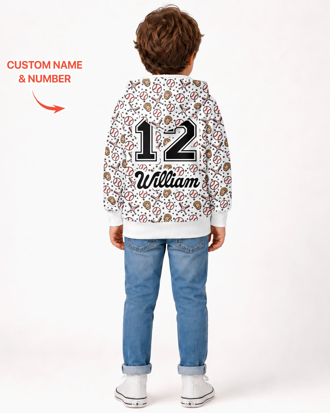 All-Star Baseball Custom Name Bamboo Zip Hoodie