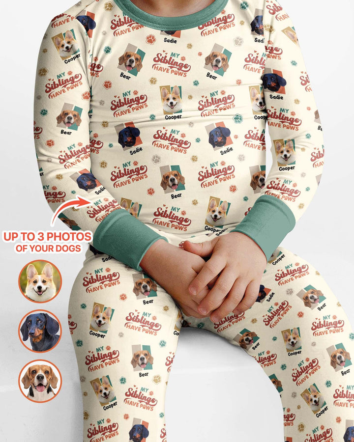Custom Dog Photos "My Siblings Have Paws" Bamboo Two Piece Long Sleeve Pajama Set