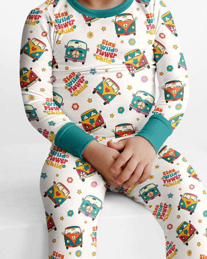 Stay Wild Flower Child Bamboo Two Piece Long Sleeve Pajama Set