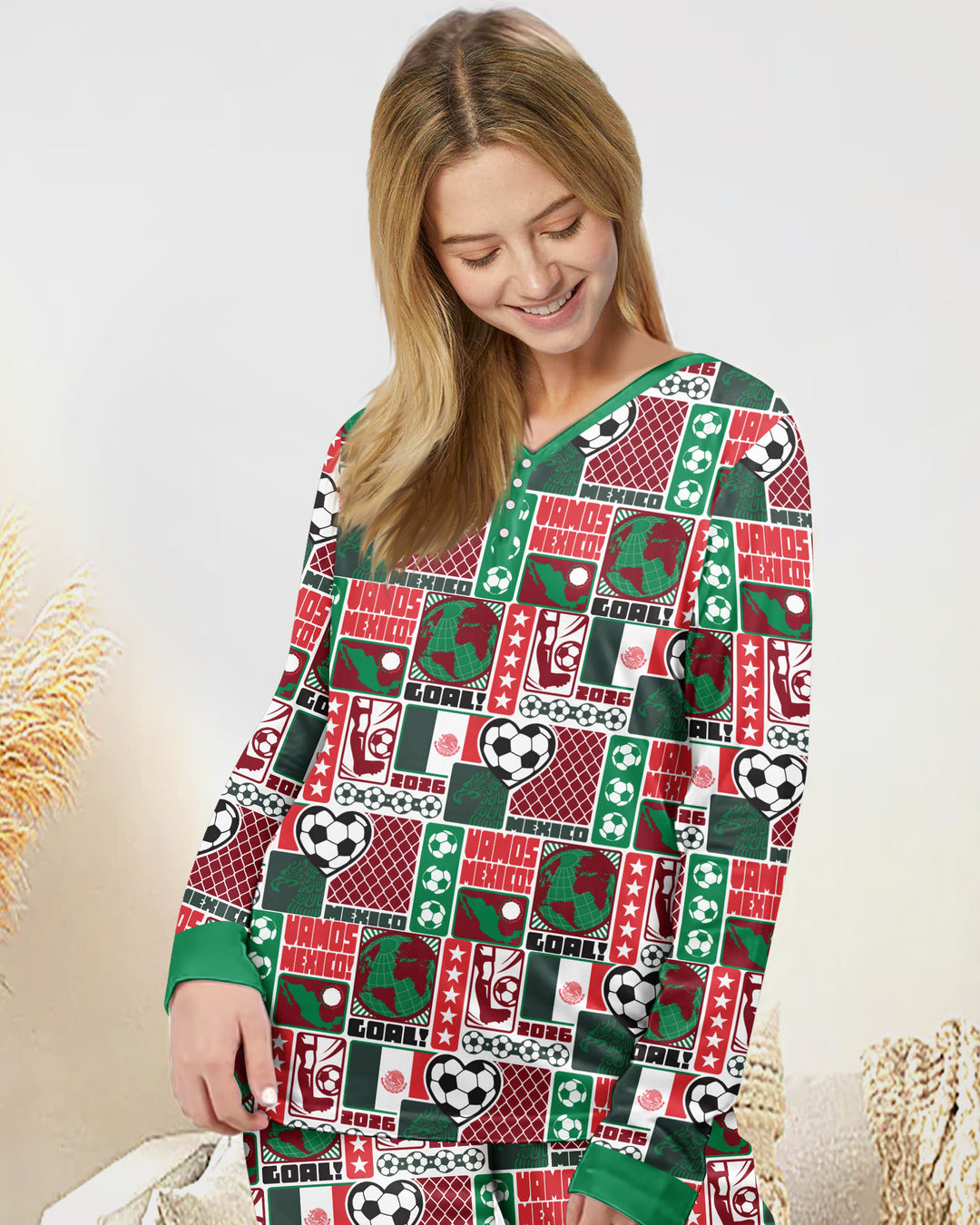 Plantilla de conjunto de pijama de mujer de bambú