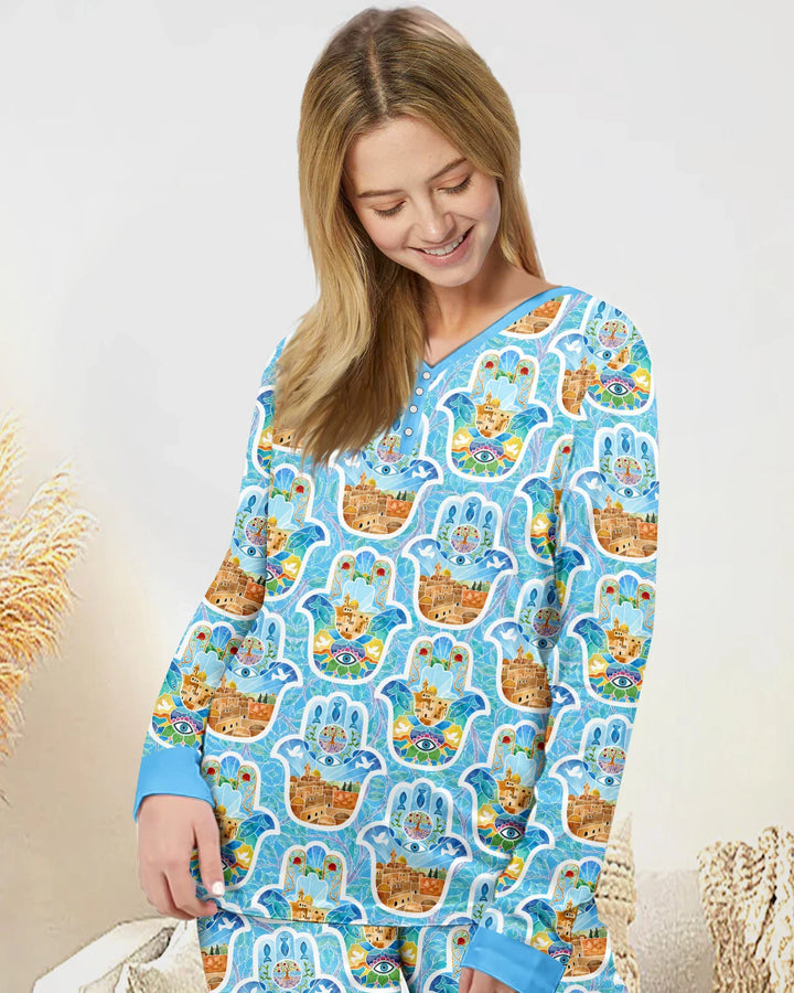 Plantilla de conjunto de pijama de mujer de bambú