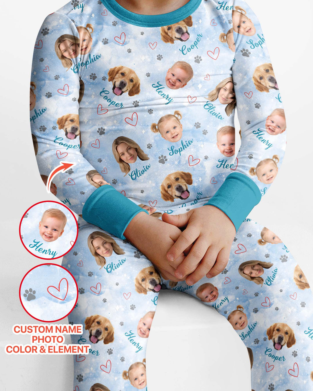 Personalized Family Matching Bamboo Two Piece Long Sleeve Pajama Set