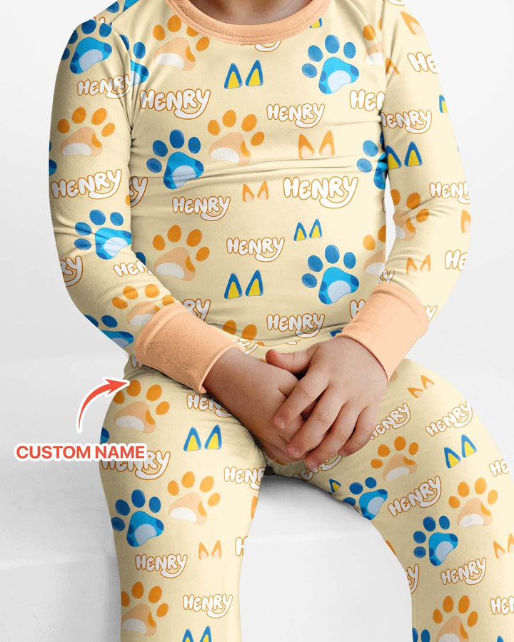 Conjunto de pijama de dos piezas de bambú con mangas largas, plantilla PERSONALIZADA