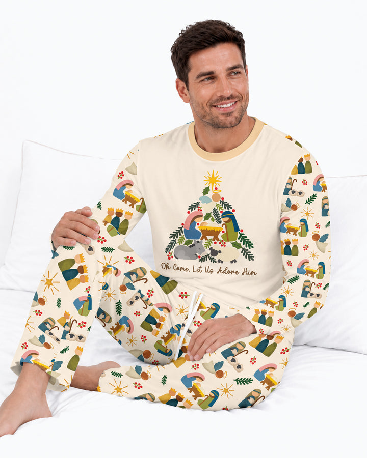 Oh Come, Let Us Adore Him Family Matching Bamboo Men's Pajama Set