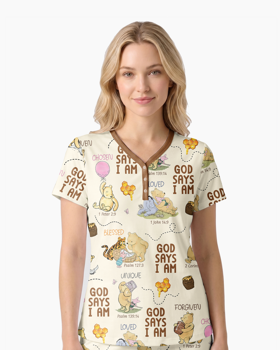 God Says I Am – Little Blessings Bamboo Women Short Sleeve Short Pajama Set