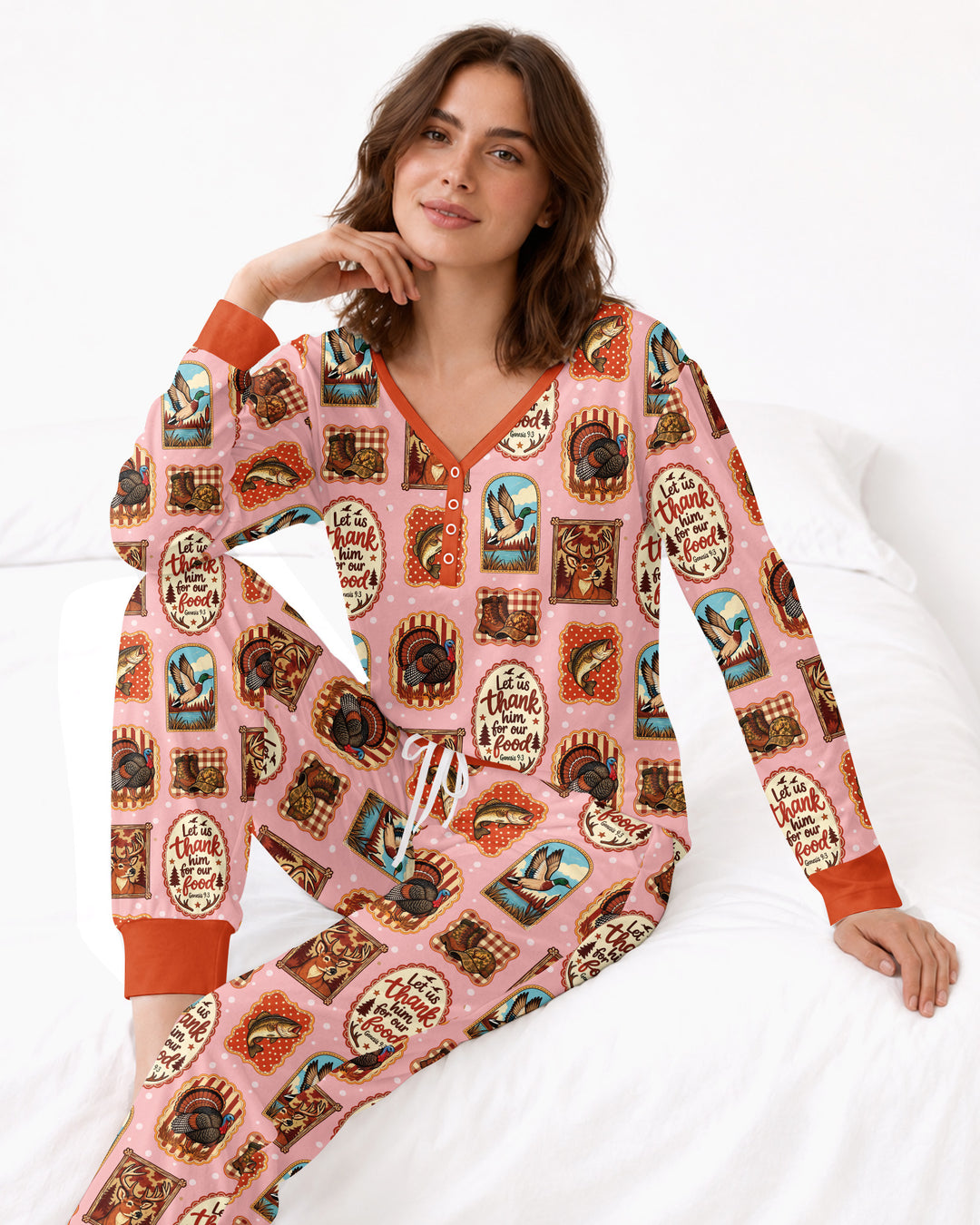 Hunting Let Us Thank Him For Our Food Bamboo Women Pajama Set