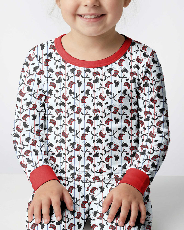 Hockey Rink Bamboo Two Piece Long Sleeve Pajama Set