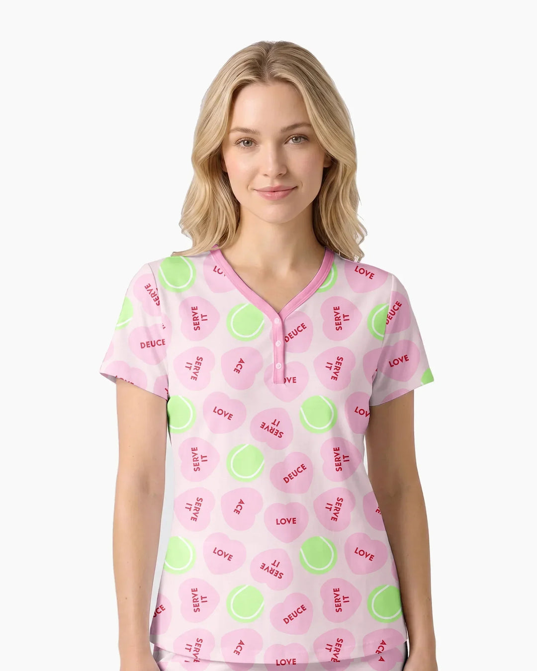 Tennis with Love Bamboo Women Short Sleeve Short Pajama Set