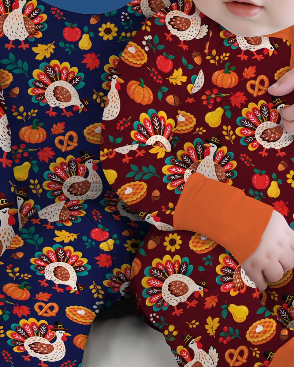 Festive Turkey Fall Harvest Bamboo Convertible Zippy