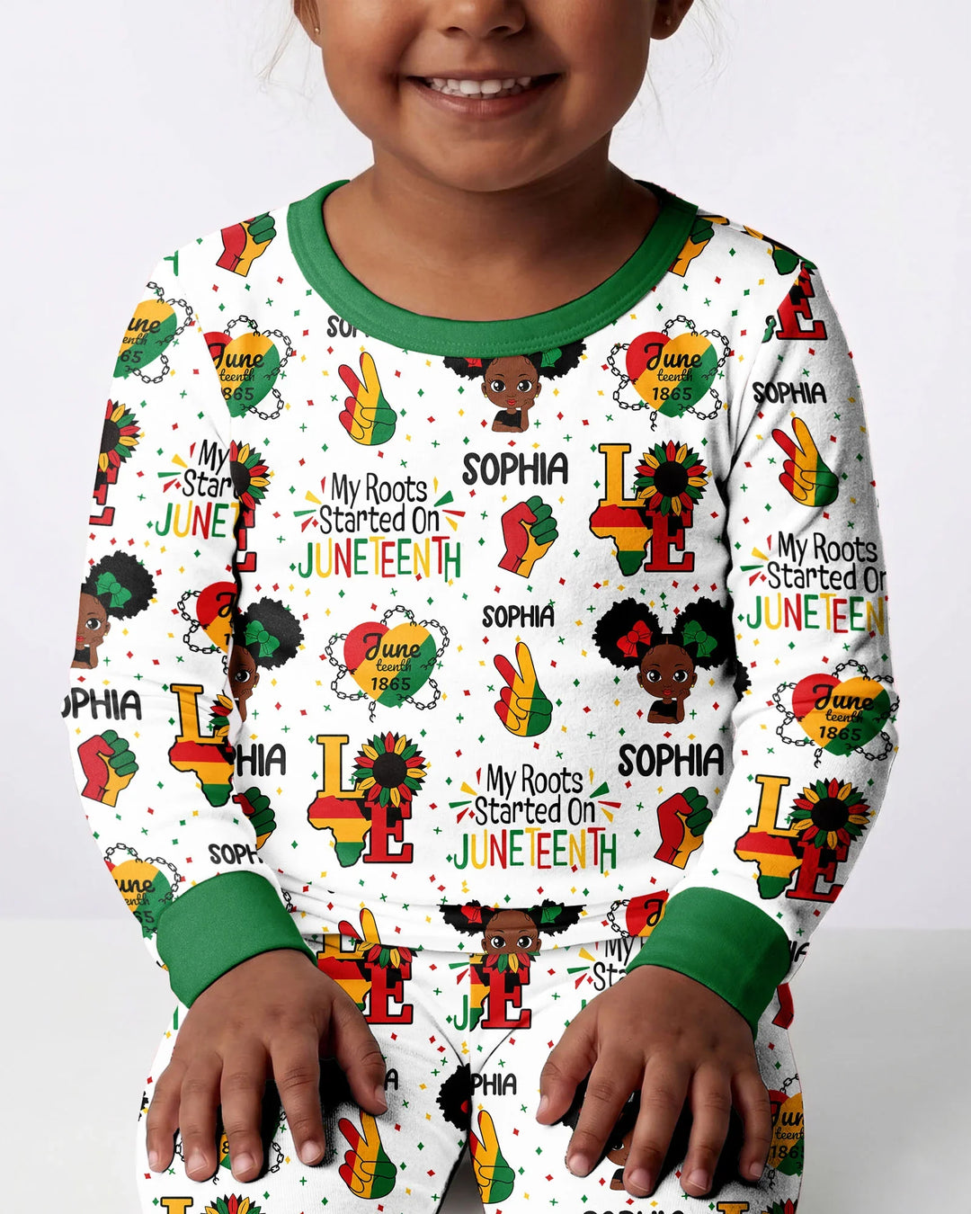 Custom Name My Roots Started On Juneteenth Bamboo Two Piece Long Sleeve Pajama Set