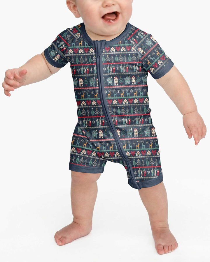 Vintage Nordic Christmas Bamboo Shorty Zippy