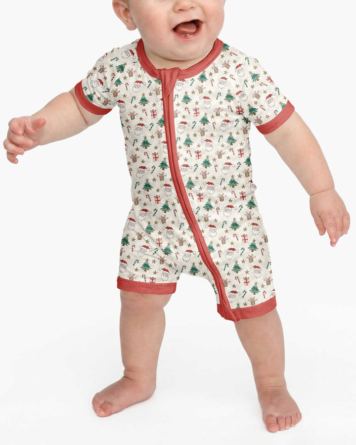 Vintage Santa Christmas Doodles Bamboo Shorty Zippy