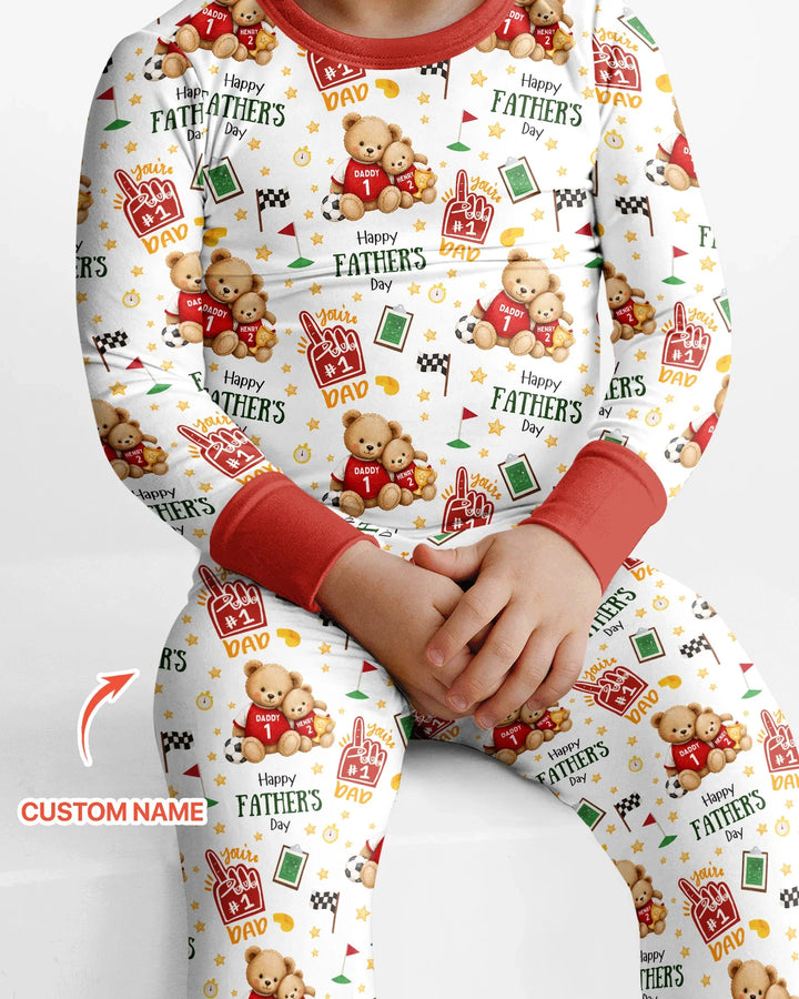 You're #1 Dad Daddy & Me Matching Bamboo Two Piece Long Sleeve Pajama Set