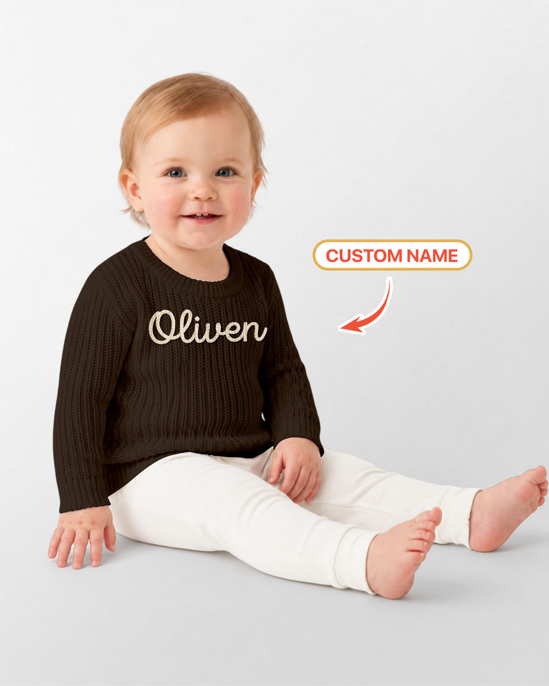 Embroidered Baby Name Bamboo Knit Sweater Bubble