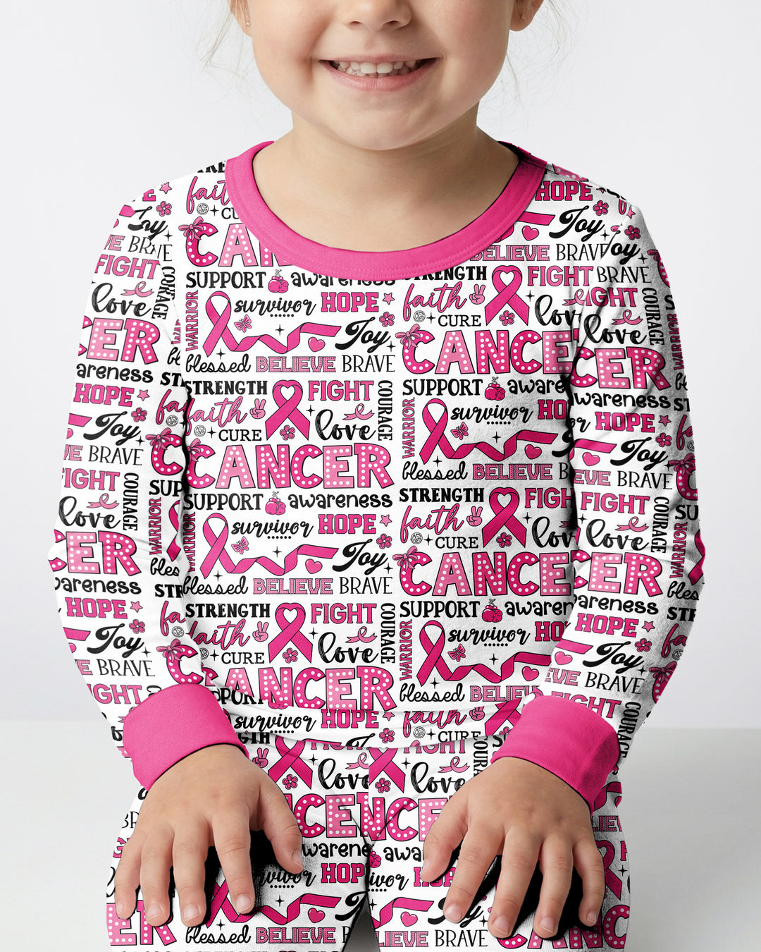 Strength in Pink Bamboo Two Piece Long Sleeve Pajama Set