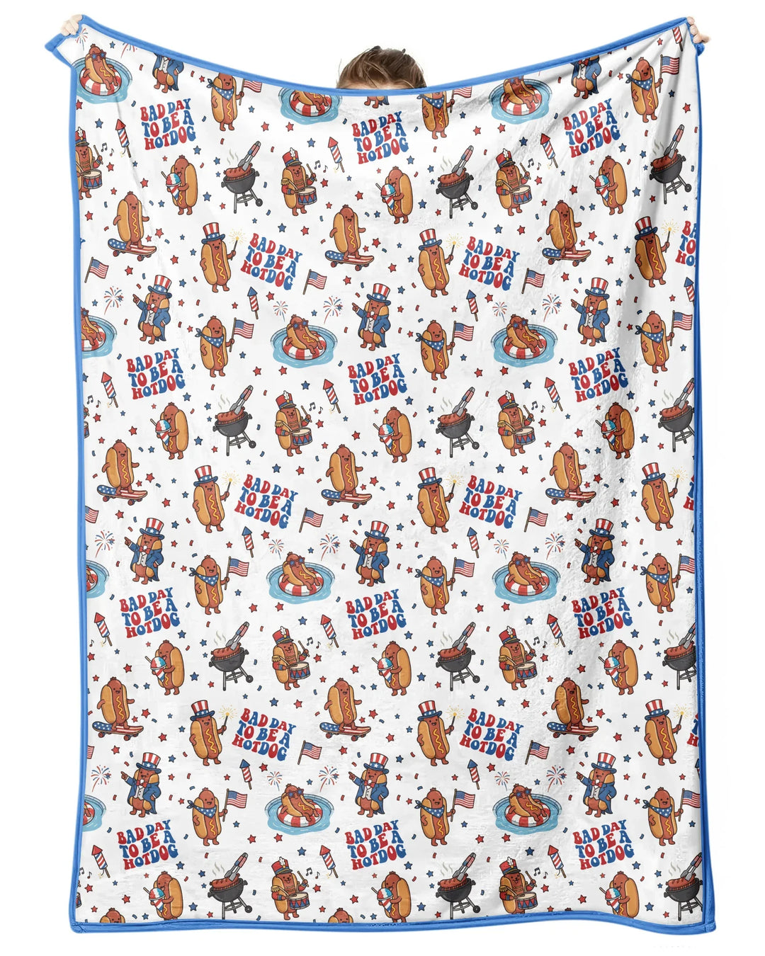 Hot Dog Patriotic Bamboo Blanket
