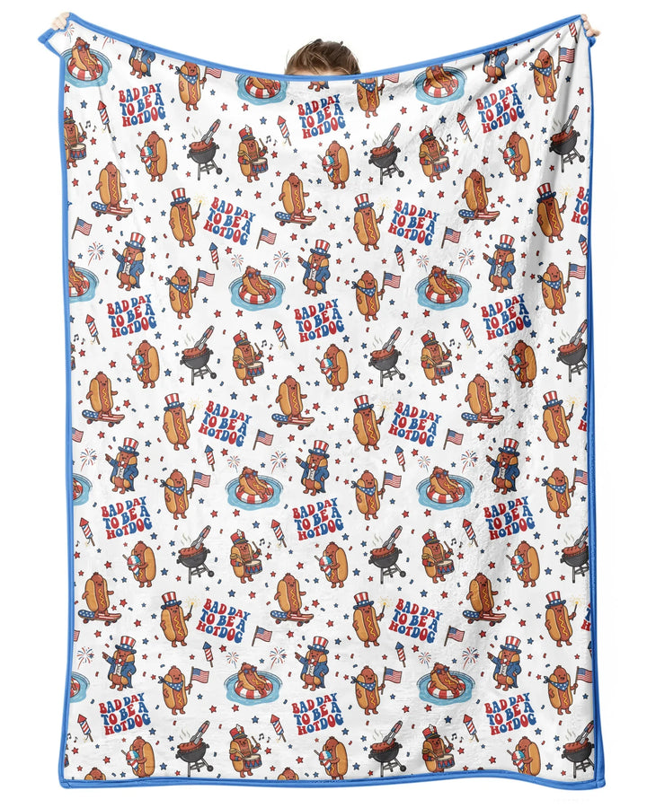 Hot Dog Patriotic Bamboo Blanket