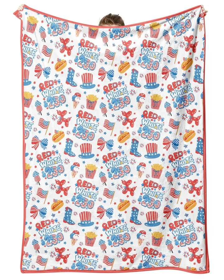 Red White & 250 Bamboo Blanket